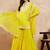Yellow & Gold Toned Yoke Design Embroidered Straight Kurta With Sharara & Dupatta