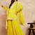 Yellow & Gold Toned Yoke Design Embroidered Straight Kurta With Sharara & Dupatta