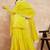 Yellow & Gold Toned Yoke Design Embroidered Straight Kurta With Sharara & Dupatta