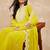 Yellow & Gold Toned Yoke Design Embroidered Straight Kurta With Sharara & Dupatta