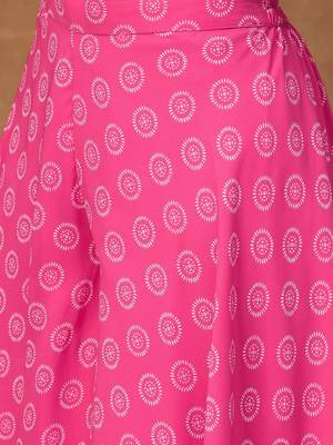 Pink colour Women Floral Print Pleated Top & Palazzos Kurta set 5