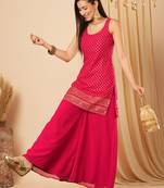 Pink colour kurta set with palazzao