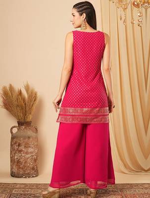 Pink colour kurta set with palazzao 5