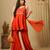 Orange Embroidered Sleeveless Kurta set 