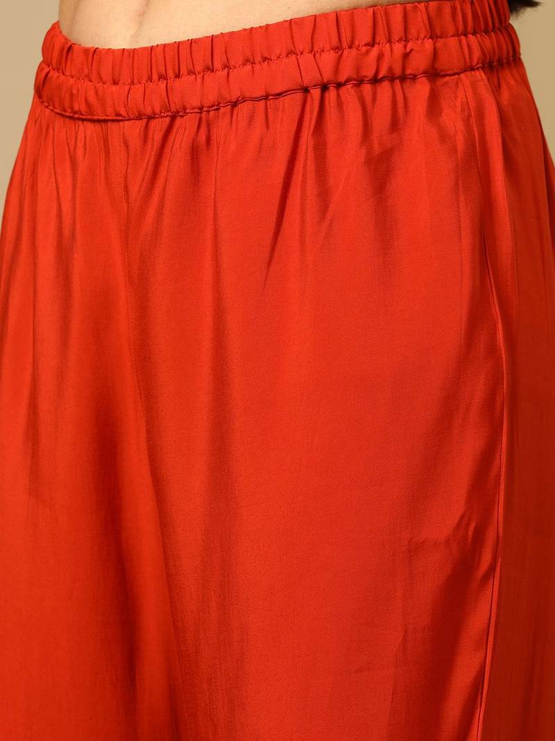 Orange Embroidered Sleeveless Kurta set 