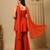 Orange Embroidered Sleeveless Kurta set 
