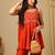 Orange Embroidered Sleeveless Kurta set 