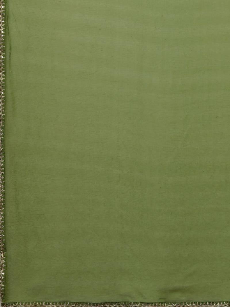 Green Embroidered Sleeveless Kurta set