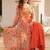 Oranage Embellished Square Neck Top & Sharara With Shrug