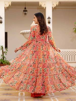 Oranage Embellished Square Neck Top & Sharara With Shrug 5