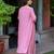 Pink Embroidered Crop Top With Shrug & Palazzos
