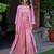 Pink Embroidered Crop Top With Shrug & Palazzos