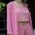 Pink Embroidered Crop Top With Shrug & Palazzos