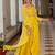 Yellow Embellished Shoulder Straps Ethnic Top With Palazzos & Shrug
