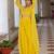 Yellow Embellished Shoulder Straps Ethnic Top With Palazzos & Shrug