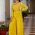 Yellow Embellished Shoulder Straps Ethnic Top With Palazzos & Shrug