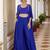 Blue Embroidered Round Neck Sleeveless Top & Palazzo With Shrug