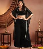 Black colour Women Embroidered Top Shrug With Palazzo set