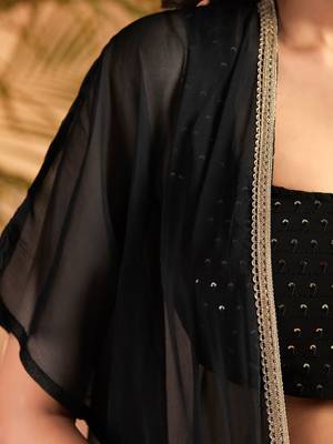 Black colour Women Embroidered Top Shrug With Palazzo set 6