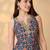 Navy Blue Printed Round Neck Kurti & Palazzos Set