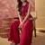 Maroon colour Florals Embroidered Top with Palazzos & Waistcoat