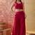 Maroon colour Florals Embroidered Top with Palazzos & Waistcoat