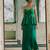 Green colour Shadow Work Embellished Top with Skirt