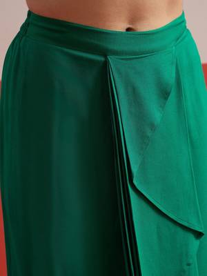 Green colour Shadow Work Embellished Top with Skirt 7