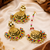 Multicolor beaded floral earrings tikka with leafy drops
