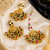 Multicolor beaded floral earrings tikka with leafy drops
