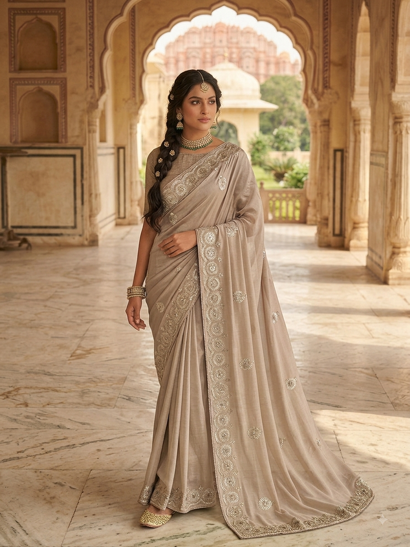 designer Silk Blend party wear saree  