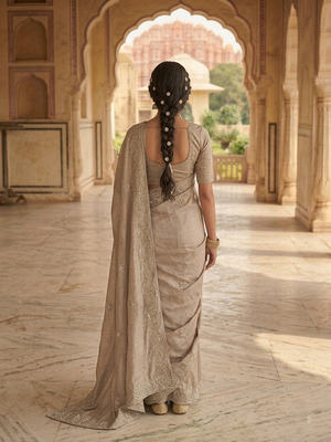 designer Silk Blend party wear saree   3