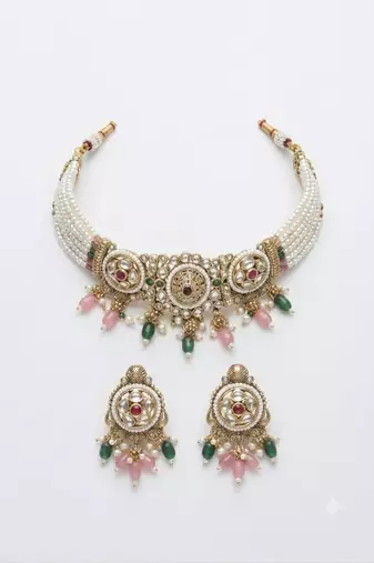 Multi-gemstone heritage choker set