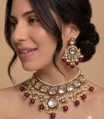 Ruby red polki & pearl choker set