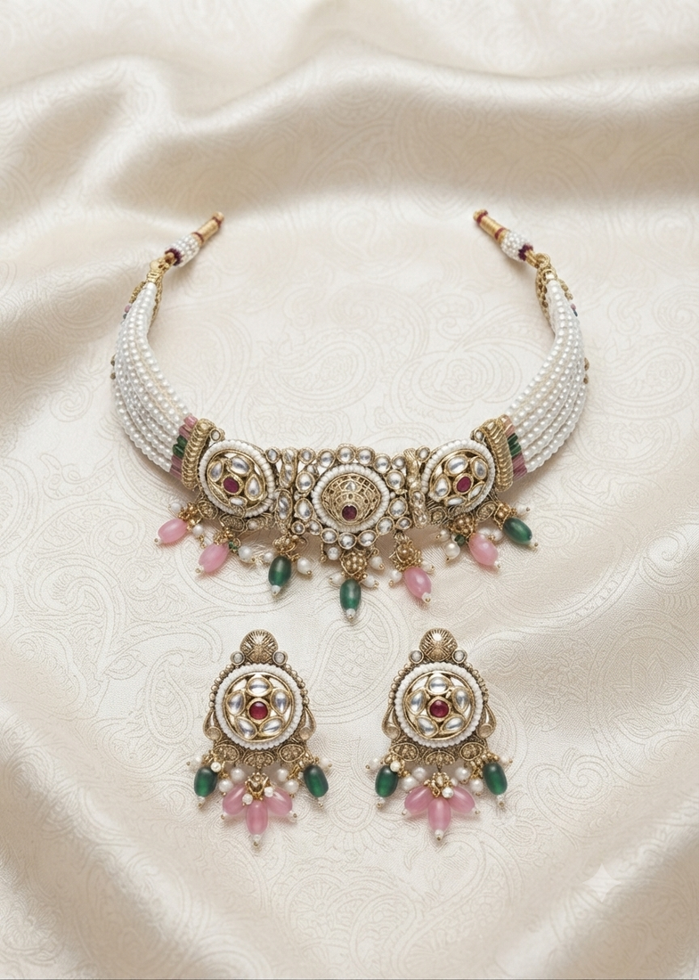 Multi-gemstone heritage choker set