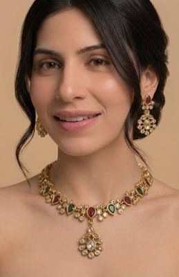 Navratna polki pendant choker set 1