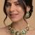 Emerald enamel polki choker set with maang tikka