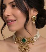 Rajwadi emerald heritage choker set