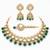Emerald teardrop polki choker set with maang tikka
