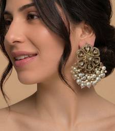 Floral polki & pearl statement earrings