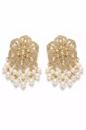 Floral polki & pearl statement earrings