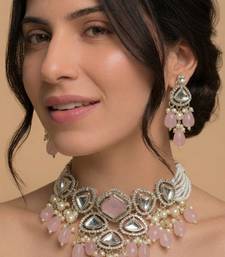 Rose quartz & silver-tone statement choker set
