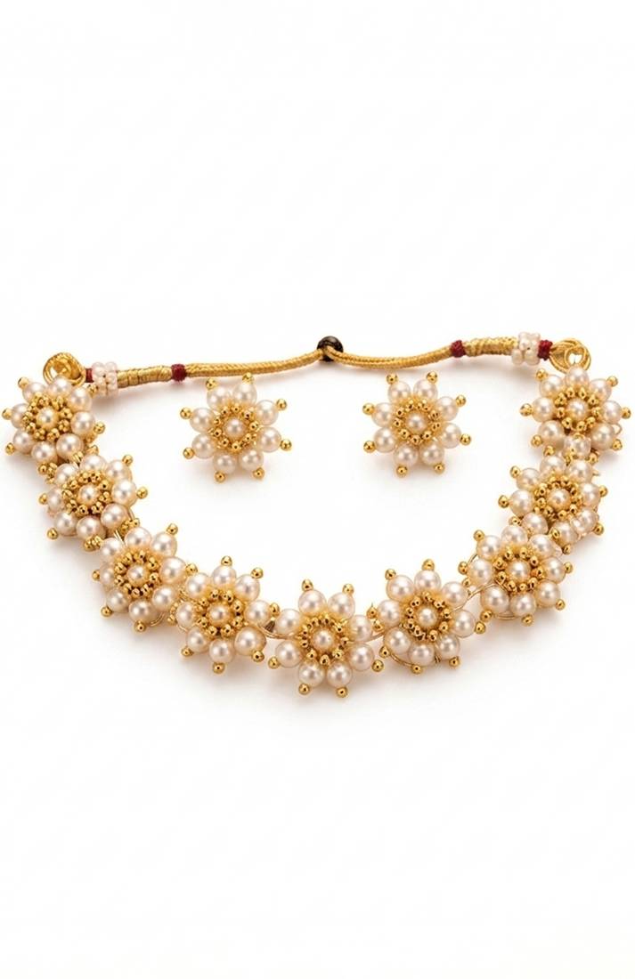 Pearl blossom choker set