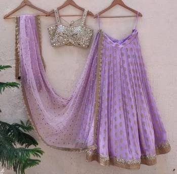 LAVENDER BANARASI viscose LEHENGA CHOLI WITH DUPATTA 3