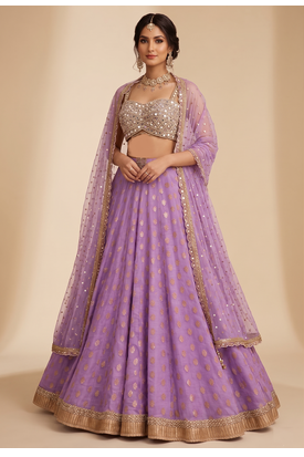 LAVENDER BANARASI viscose LEHENGA CHOLI WITH DUPATTA 4