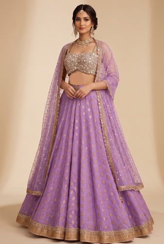 LAVENDER BANARASI viscose LEHENGA CHOLI WITH DUPATTA