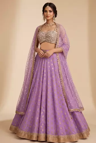 LAVENDER BANARASI viscose LEHENGA CHOLI WITH DUPATTA