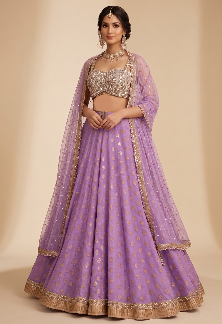 LAVENDER BANARASI viscose LEHENGA CHOLI WITH DUPATTA