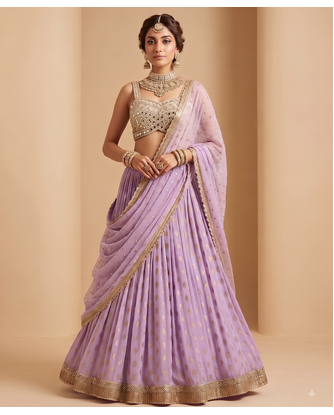 LAVENDER BANARASI viscose LEHENGA CHOLI WITH DUPATTA 5