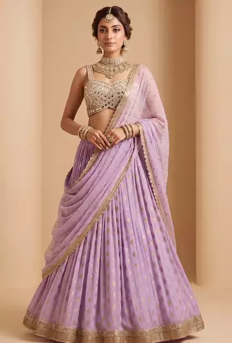 LAVENDER BANARASI viscose LEHENGA CHOLI WITH DUPATTA